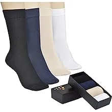 Elyfer Women's Premium Thin Cotton Dress Socks - 4 Pairs in Gift Box - Business or Casual Ultra Soft Lightweight Comfortable Breathable Seamless Toe