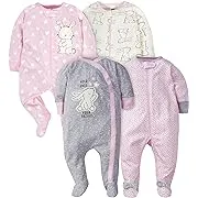 Gerber Baby Girl Sleep 'n Play Pajamas, 4-Pack, Infant Girl's, Size: 3-6 Months, Pink