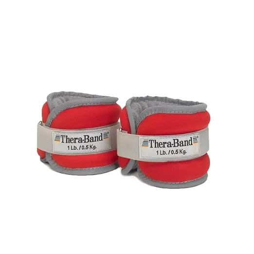 TheraBand Ankle Weights, Comfort Fit Wrist & Ankle Cuff Weight Set, Adjustable Walking Weights for Cardio, Home Workout, Ankle Strengthening &