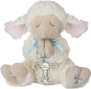 New Ganz Pink Ribbon Plush Serenity Lamb Crib Cross Christening-Ba<wbr/>ptism-New Baby