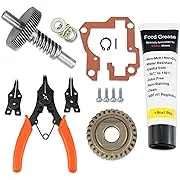 HuthBrother Worm Gear Kit Compatible With Whirlpool 5QT&6QT 9709231 Replacement Gear Parts with 9703445 Bearing & Gear 9706529 with the 9709511 Gasket and 9703680 Circlip & 1.8 OZ Food Grade Grease