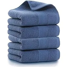 Lchkrep Bathroom Hand Towels (14x30 inch), Home Soft 100% Cotton Super Soft Highly Absorbent Hand Towels for Bath, Hand, Face, Gym and Spa (Blue-4ack)