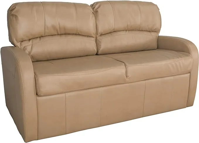 RecPro Charles 65" Jack Knife RV Sleeper Sofa with Arms | RV Furniture | Zero Wall Hugger (Toffee)