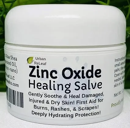 Urban ReLeaf Zinc Oxide Salve SET of 2! Gently Soothe & Heal Damaged, Injured & Dry Skin! First Aid, Burns, Rashes, Scrapes! Deeply Hydrating Protection. 100% Natural! Safe for all delicate skin!