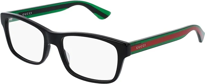 Gucci GG 0006O 006 Black/Green Plastic Rectangle Eyeglasses 55mm