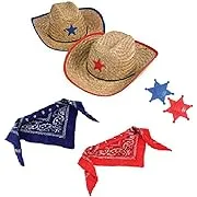 Novelty Treasures Costume Play Set Child Western Cowboy Hat Plastic Sheriff Badge ...