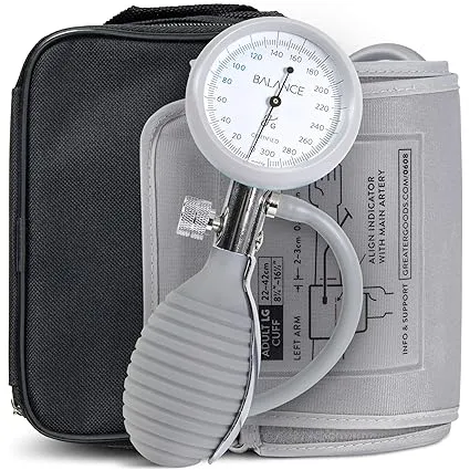 Greater Goods Sphygmomanometer, Latex-Free, Manual Blood Pressure Monitor, Gray