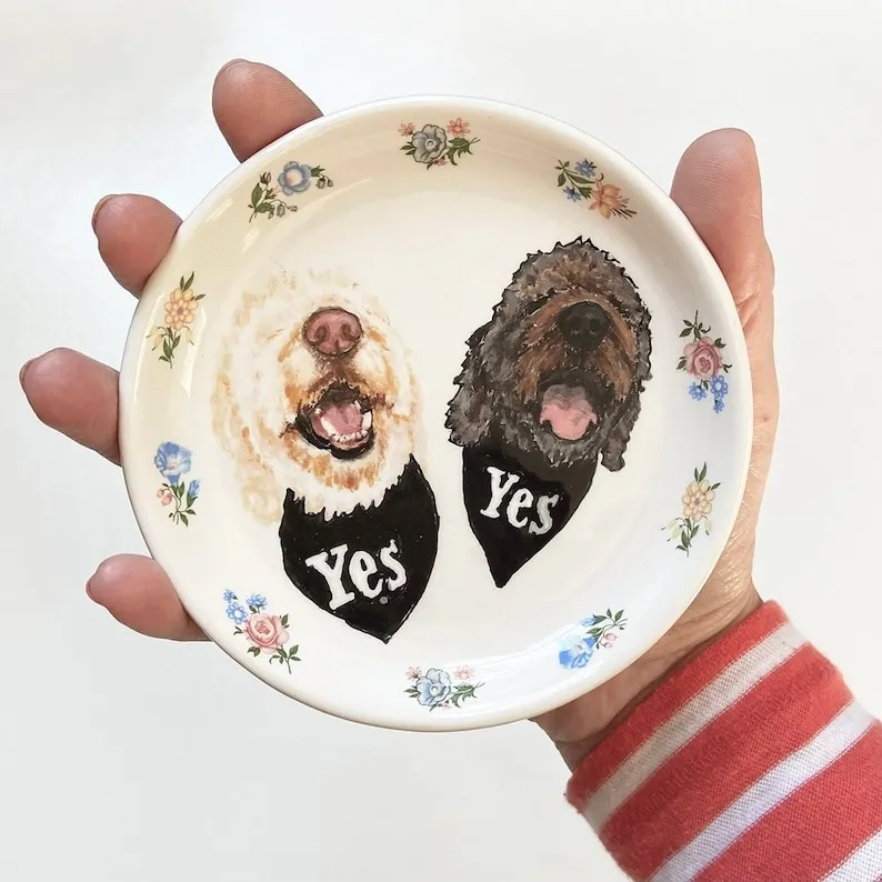 Custom Pet Ring Dish | ceramic jewelry trinket dish | anniversary wedding valentines boyfriend fiance husband gift | made to order