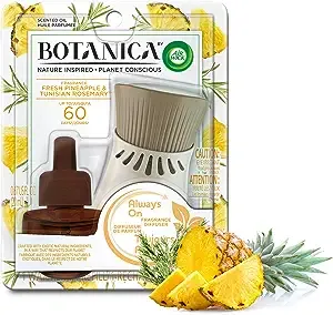 Botanica של Air Wick תקע ערכת התחלה של שמן ריחני, 1 מחמם + 1 מילוי, אננס טרי ורוזמרין תוניסאי, מטהר אוויר, שמנים אתריים