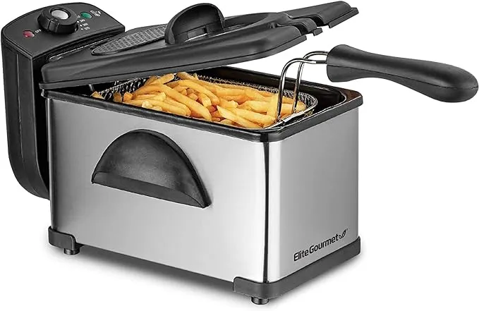 Elite Gourmet 2qt. Stainless Steel Deep Fryer with Lid (edf2100)