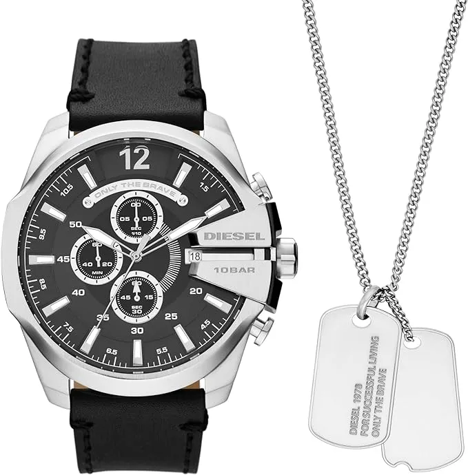 Diesel Mega Chief Stainless Steel Men's Watch with Analog or Digital Movement