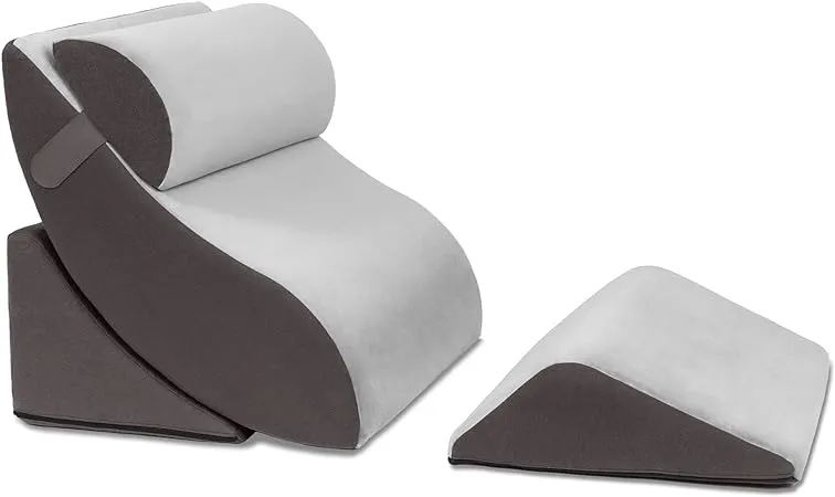 Avana Kind Bed Orthopedic Support Wedge Pillow Comfort System, Rose/Grey, 4-Piece-Set
