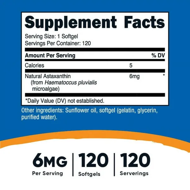 Nutricost Astaxanthin Softgels 6mg / 120 Softgels