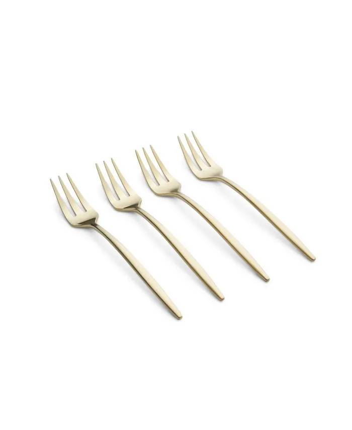 Gaze Champagne Satin Cocktail Forks Set, 4 Piece