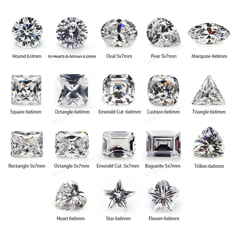 18 Different Shape 5A CZ White Cubic Zircoia Stone Set