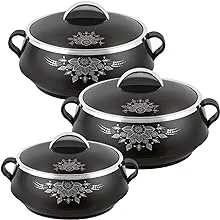 Cello Matiz 3 Pcs Insulated Hotpot Casserole 3 Piece Set, Black