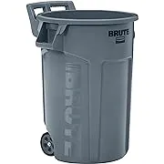 Rubbermaid Vented Wheeled Brute Container, 44 gal, Plastic, Gray