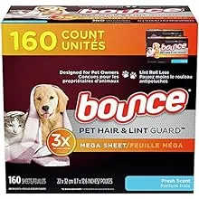 tmp Bounce Fresh Scent Pet Hair and Lint Guard Mega Dryer Sheets - 160ct ( 2 pack ), 003-07-0359