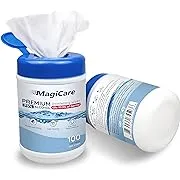 MagiCare Hand Sanitizer Wipes (2 Canisters) - Disposable 75% Alcohol Wipes - Premium Unscented Sanitizing Wipes for Home, Travel, Classroom, Camping, etc. - Two, 100ct Hand Wipes Canisters (200pcs)MagiCare Hand Sanitizer Wipes (2 Canisters) - Disposa…