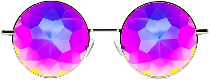 GloFX Imagine Kaleidoscope Glasses - Metal Frame - Rainbow Diffraction Rave EDM Festival