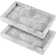 ZEONHAK 2 Pack 6 x 10 Inches Natural Marble Tray, Decorative 