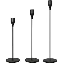 Matte Black Candle Holders for Taper Candles Set of 3，Metal Decorative Candlestick Holders for Table Mantel Centerpiece for Wedding, Dinning, Party, Anniversary，Fits 3/4 Inch Thick Candle