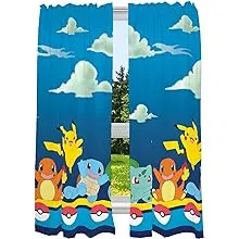 Franco Kids 82&#034; x 63&#034; Pokemon Design Window Curtain Panels Drape Set w Tiebacks