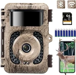 K&F Concept 4K 48MP WiFi Trail Camera, Game Camera with No Glow Night Vision Motion Activated Waterproof, 0.2s Trigger Time, 120°Wide Lens, 2.4'' LCD Hunting Camera for Wildlife Monitoring