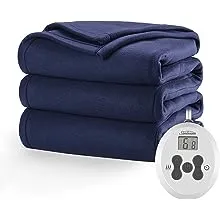 Sunbeam Newport Blue Quilted Twin Fleece Heated Blanket