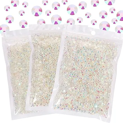 Duflash 25000Pcs Transparent Clear AB Resin Flatback Rhinestone, 3mm 4mm 5mm Jelly Resin Non Hotfix Rhinestones for Crafts DIY Design, Tumblers, Clothes, Makeup, Nail Art