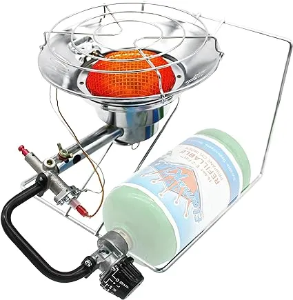 Flame King FK-AD010CGA Multi-Use Portable Propane Heater/Cooker 15,000 BTU for Camping, Ice Fishing, and Backpacking Trips, Silver