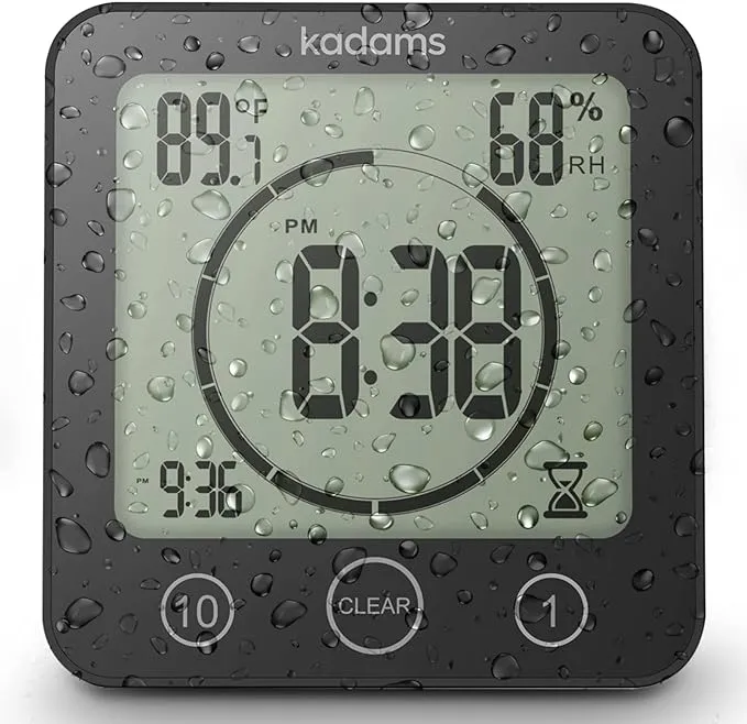 KADAMS Waterproof Digital Shower Clock Timer with LCD Touch Display Green