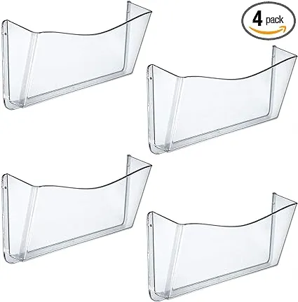 Azar Document Holders, Clear Polystyrene, 4/Pack (AZA250025)