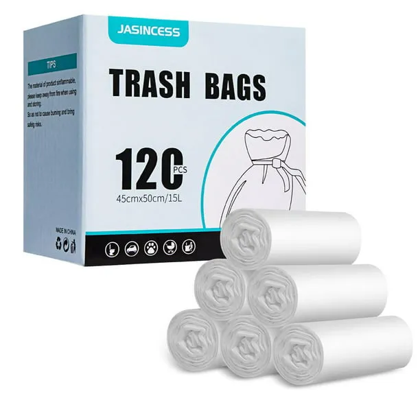 3-4 Gallon Strong Trash Bags Garbage Bags Small Plastic Bags for home 120 Black