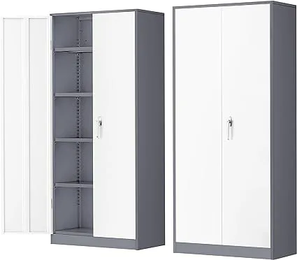 Greenvelly 72” Black Storage Cabinet with Doors