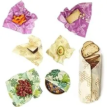 Bee's Wrap Reusable Beeswax Food Wraps Made in the USA, Eco Friendly Beeswax Wraps for Food, Sustainable Food Storage Containers, 7 Piece Variety Pack, Assorted 7 Pack (2S, 2M, 2L, 1 Bread), Variety