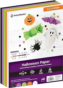 Print Works Halloween Colored Paper, 5 Assorted Colors, Perfect for Holiday School and Craft Projects, 300 Sheets, 8.5” x 11” (00582)Print Works Halloween Colored Paper, 5 Assorted C…