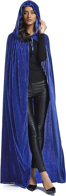 Velvet Cloak, Adult Hooded Cloak Velvet Cape Halloween Witch Costume for Men and Women Cosplay Costumes