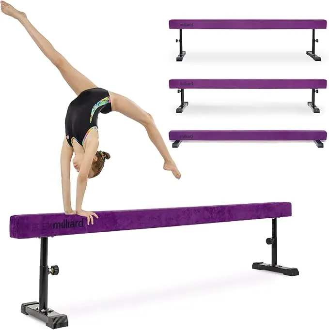 Milliard Patented Adjustable Balance Beam, High and Low (7&#039;7&#034;) Floor Beam Suede