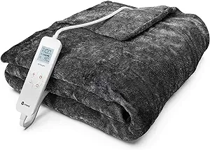 Vremi Electric Blanket - 50 x 60 inches Throw Heated Blanket with 6 Heat and 8 Time Settings - Fleece Heating Pad with 10 feet Cord, LCD Display Controller, Auto Shut Off, Washable Cover