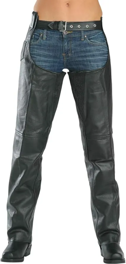 Womens Size 10  X-ELEMENT Genuine Black Leather MOTORCYCLE Riding Chaps