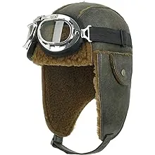 ililily Aviator Hat Winter Snowboard Fur Ear Flaps Trooper Trapper Pilot Goggles