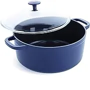 Blue Diamond Cookware Diamond Infused Ceramic Nonstick, 4.5QT Dutch Oven with Glass Lid, Lightweight Design, PFAS-Free, Dishwasher Safe, Blue