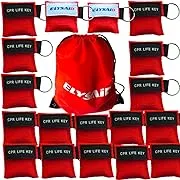 Elysaid 100 pcs/pack CPR Barrier Keychain with Cpr Face Shield CPR Life Key for CPR Aed Training Red