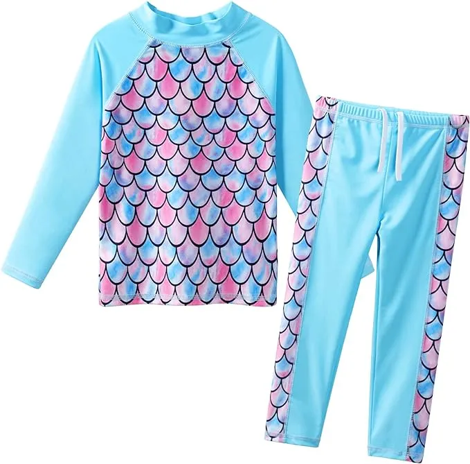 Baohulu Girls Swimsuit Two Piece UPF 50+ Rash Guard Shirts 3-12 Years