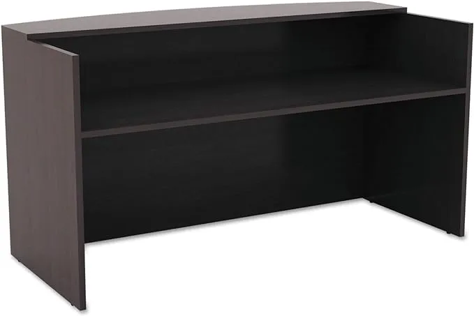 Alera ALEVA327236ES Valencia Series 71 in. x 35.5 in. x 29.5 in. - 42.5 in. Reception Desk with Transaction Counter - Espresso