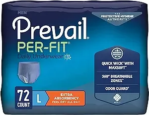 Prevail Proven | Large Pull-Up | Men's Per-Fit Incontinence Protective Underwear | Extra Absorbency | 72 Count