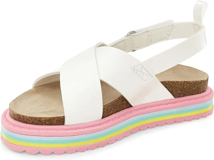 Carter’s Girls White Cindy Rainbow Sole Sandals NWT No Box -5T