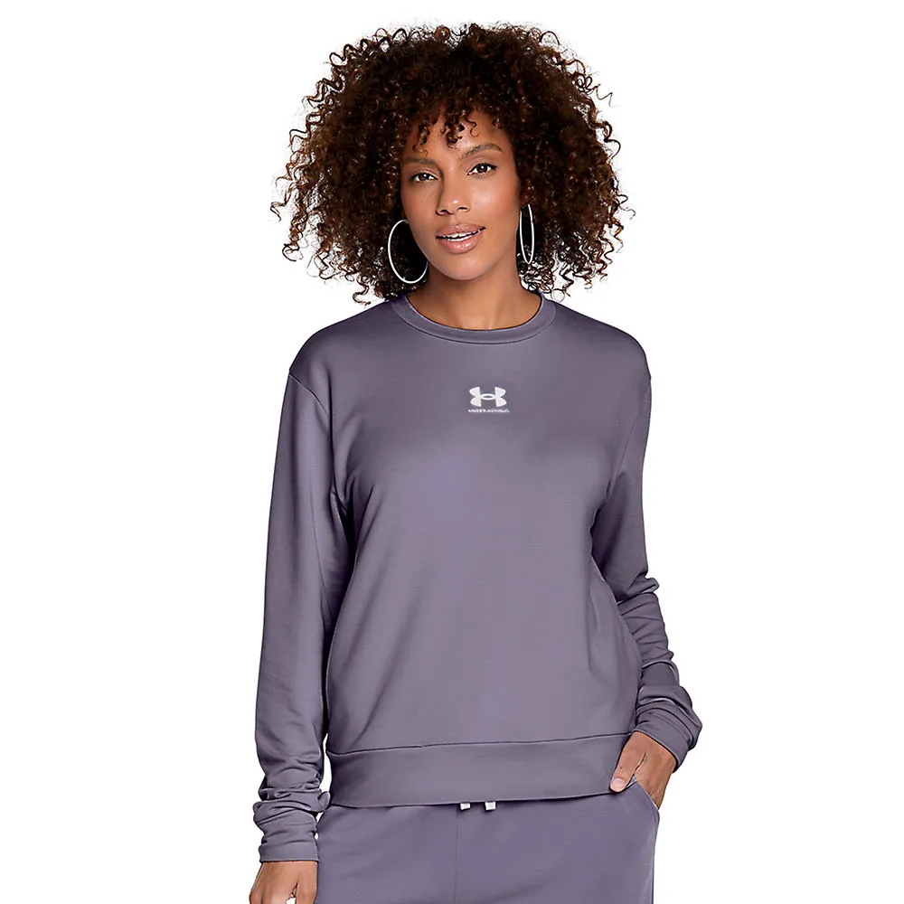 Under Armour Womens Terry Crew Long Sleeve Sports Training Fitness Gym