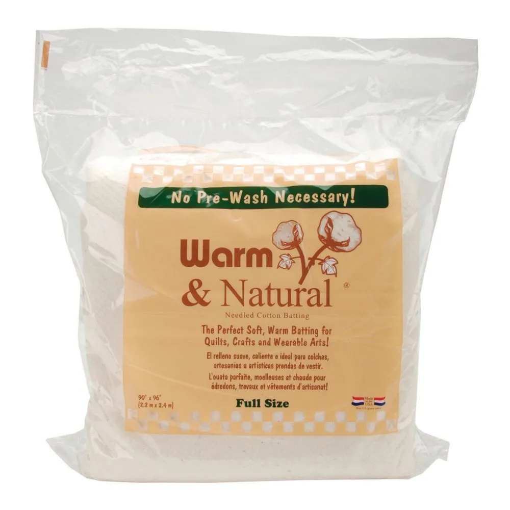 Warm Company Warm & Natural Cotton Batting Full size, 90" x 96" White